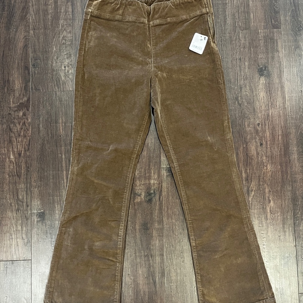 Free People in my Feelings Womens Chocolate Velvet Crop Slim Flare Pants S